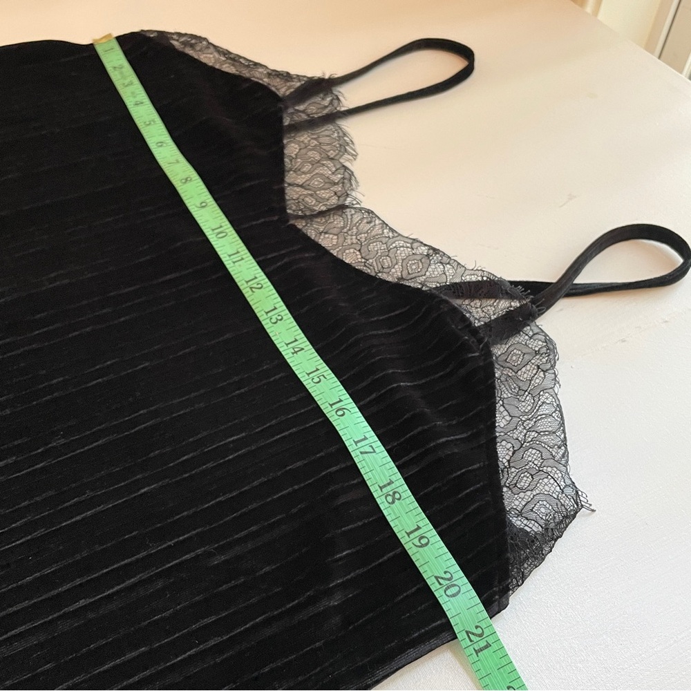 Andrea Jovine Velvet Lace Trim Cami Tank Top Women L Pleated Fairy Grunge Y2K - Picture 6 of 9